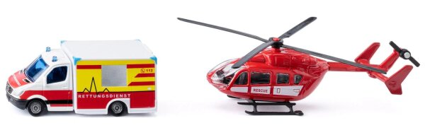 SIKU 1748 Mercedes-Benz Rettungswagen und Helikopter 1:87