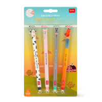 Legami EPSET0016 Farm Sweet Farm-Set mit 4 löschbaren Gel Stiften-Cow + Piggy + Donkey + Rooster-0,7 mm-Black/Pink/Green/Red Ink