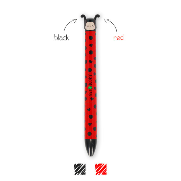 Legami CLICK0030 Click&Clack-Zweifarbiger Kugelschreiber-Ladybug-1 mm-Red/Black Ink