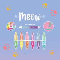 Meow - 6 Doppelspitzen Textmarker - Kitty - Multicolor Ink