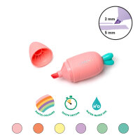 Legami HC0001 Carrate Team-Set mit 6 Mini Textmarkern-Carrot
