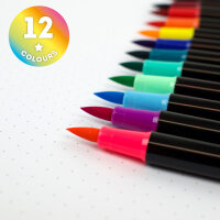 Legami BUMA0001 Brush Markers-Set mit 12 Pinselstiften-Bright Colours-Multicolor Ink