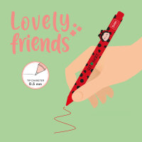Legami CPP0027 Lovely Friends-Gel Stift mit Tierdeko-Ladybug-0,5 mm-Red Ink