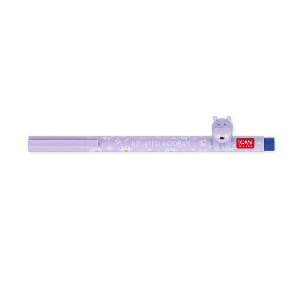 Legami CPP0015 Lovely Friends-Gel Stift mit Tierdeko-Hippo-0,5 mm-Blue Ink