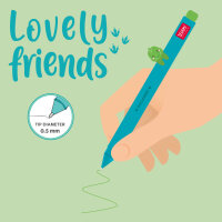 Legami CPP0007 Lovely Friends-Gel Stift mit Tierdeko-Dino-0,5 mm-Neon Green Ink
